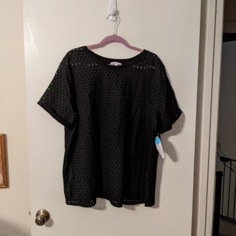 NWT Black Netted Front Shirt by Boutique